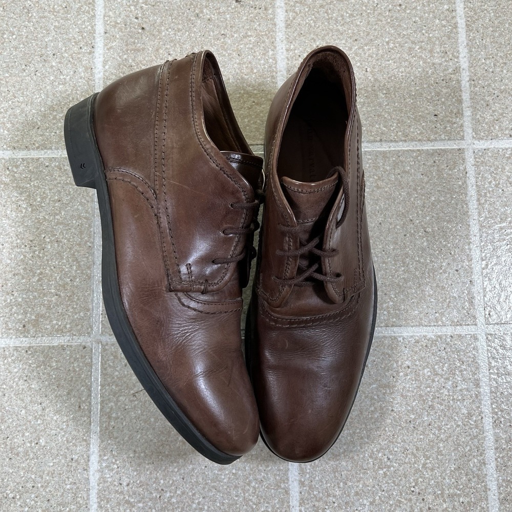 John Varvatos Brown Leather Ankle Boot Derby Oxford Mens Size 8 Preppy Shoes